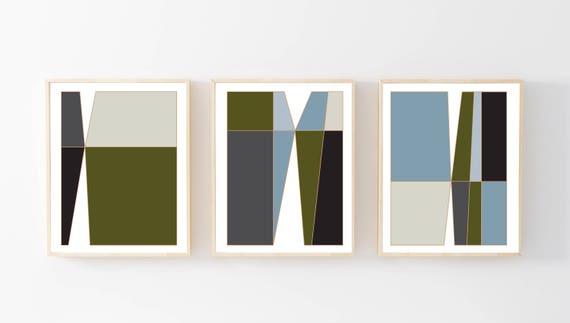 Block Colour Line Art Houses Decorative Wall Art Print