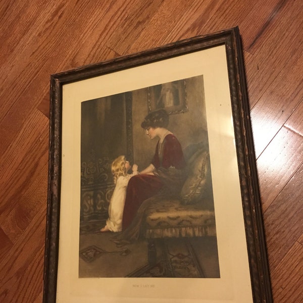 Bessie Pease Gutmann "NOW I LAY ME" framed print 1912