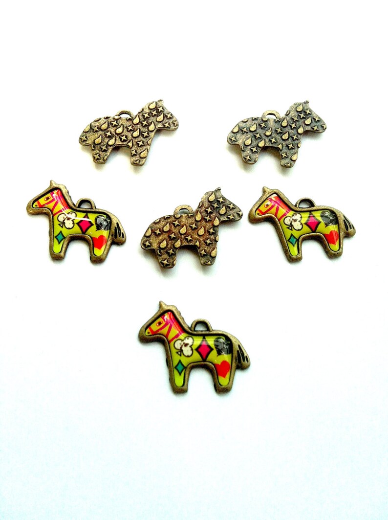 Carousel Horse Cameo Charm 6pcs