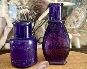 Antique Purple Vaseline Jar/Amethyst Glass Bottle/Antique Purple Glass Bottle/Antique Amethyst Bottle/Deep Purple Bottle/Dark Purple Bottle