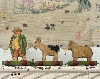 Vintage Litho Toy Train, Antique Toys, Vintage Toys, Antique Sheep, Antique Goat, Vintage Pull Toy, Vintage Sheep, Vintage Goat