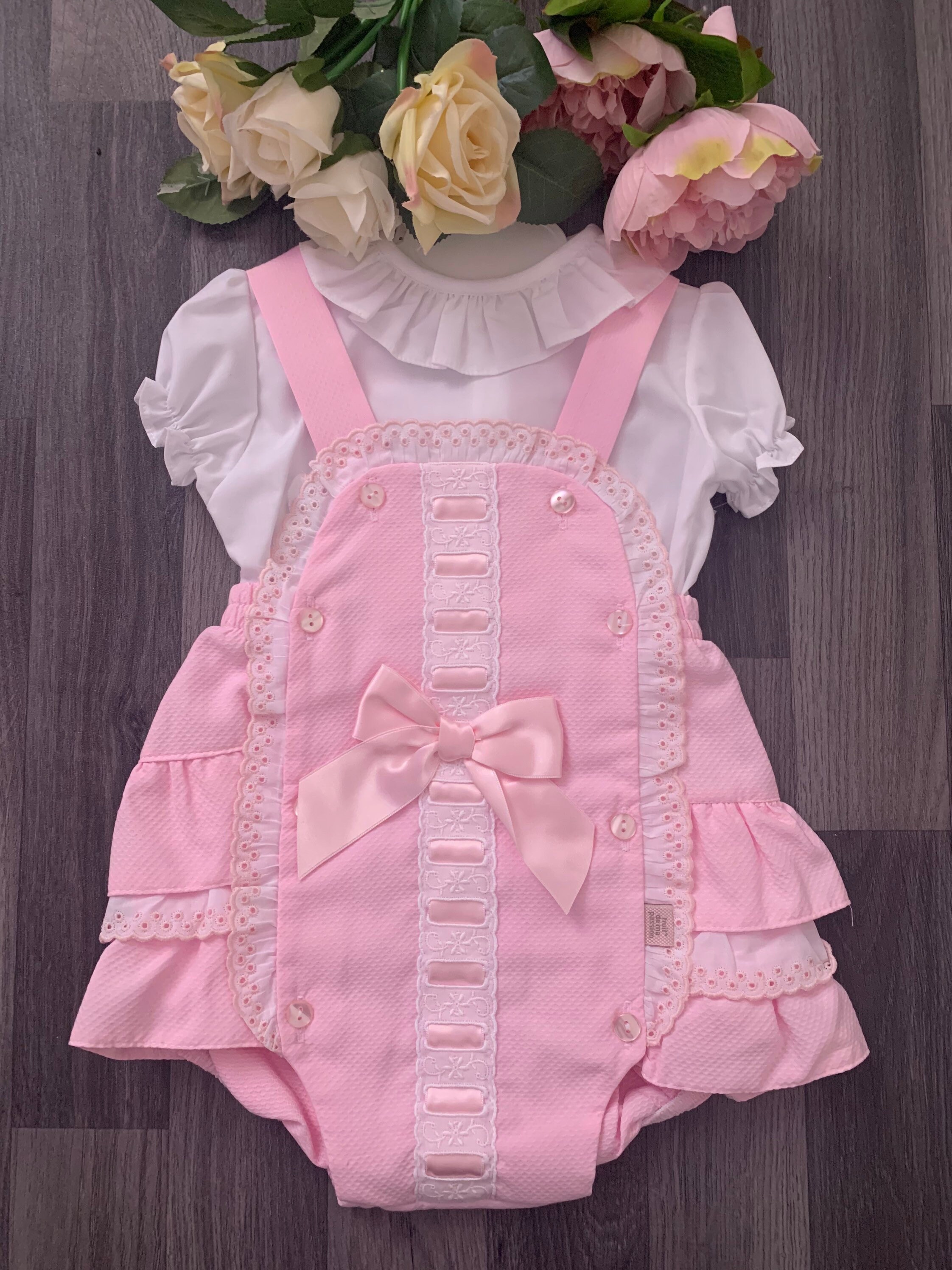 Spanish Style Romany Pink Romper. Baby Girl Short Sleeve Etsy