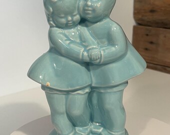 Vintage Shawnee Pottery Boy & Girl Blue 1950’s Vase Planter 7.5 Inch