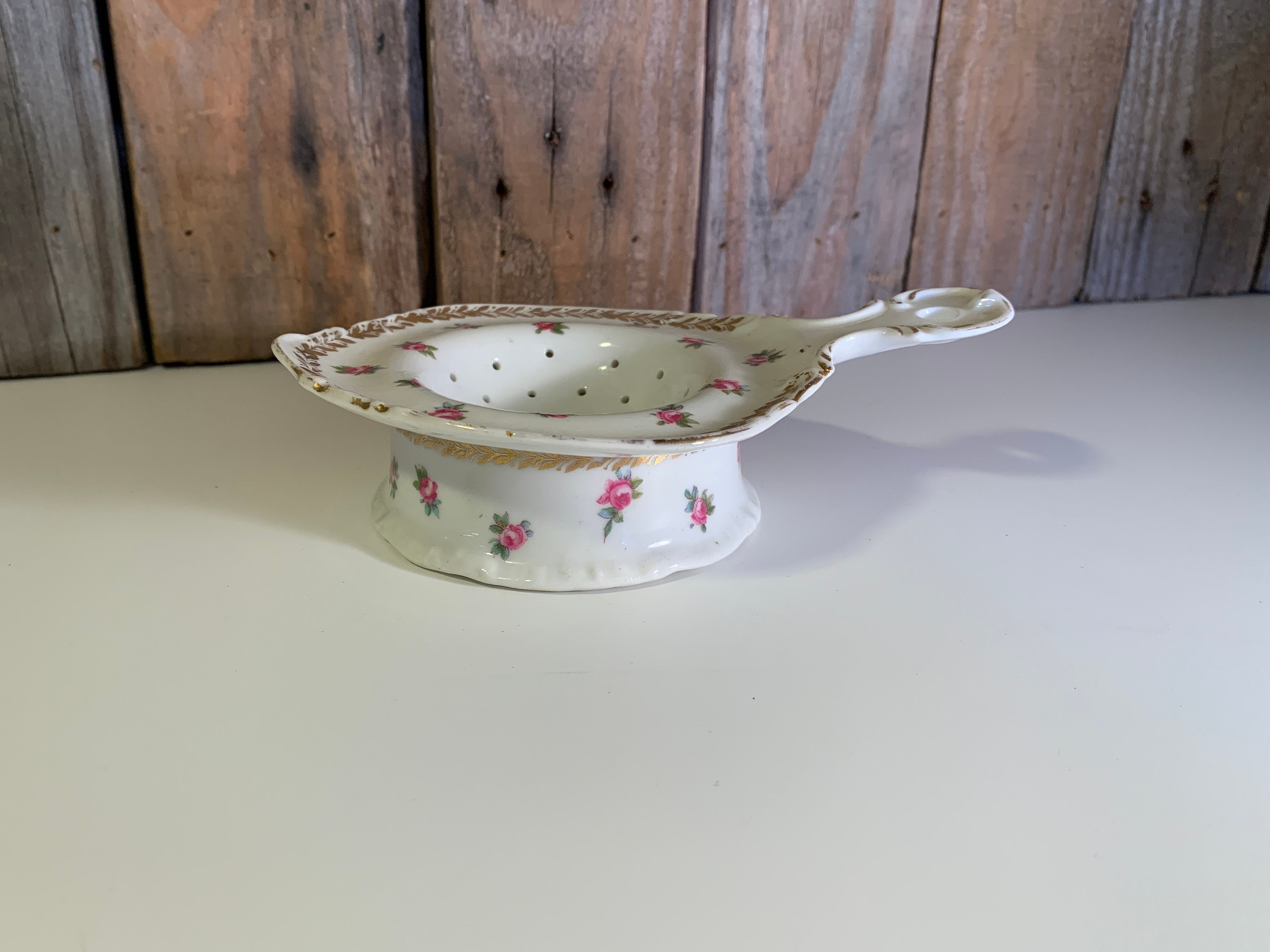 Antique Tea Strainer with Drip Bowl Imperial China Vienna Etsy