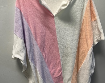 Vintage 1970’s Terry Cloth Women’s Shirt, Swim Cover Up, Size Large