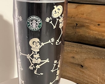 Vintage 2002 Starbucks Halloween Skeleton 16 Oz. Tumbler