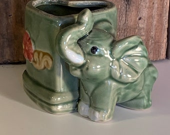 Vintage Mini Ceramic Heart Elephant Planter