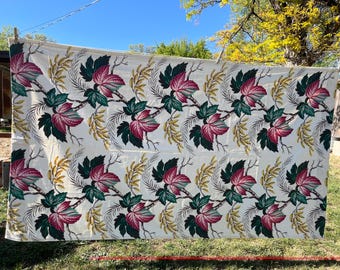 Vintage Tropical Hawaiian Bark Cloth, Curtain Panels, Fabric