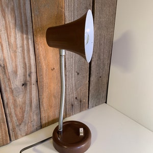 Vintage Small Brown Metal Cone Desk Lamp