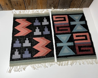 Vintage Pair of Southwestern Wool Table Rugs