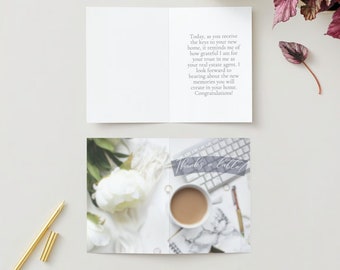 Makler Dankeschön-Karte | Dank einer Latte Closing Geschenk | Bearbeitbare Canva Vorlage