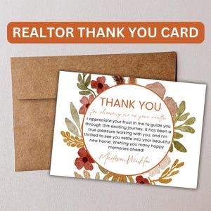 Fall Realtor Thank You Card // Real Estate Closing Day Thank You Note // Marketing // Real estate Thank you card // Canva Template