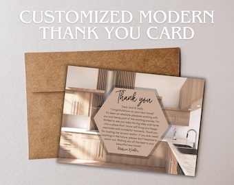 Grundbesitz Dankeschön Kartenvorlage // Anpassbare Karte // Canva Closing day Printable / Editable