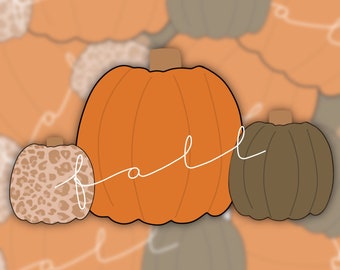 Fall Pumpkin Laptop Clear Sticker | Leopard Print