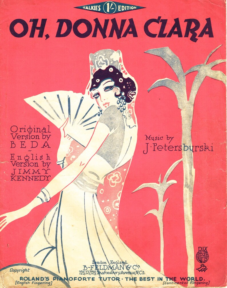 Oh Donna Clara. For Voice and Piano. Sheet Music Download. Etsy
