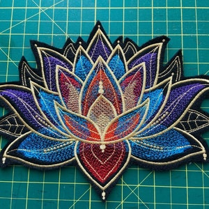 Large Embroidered Lotus Flower Patch