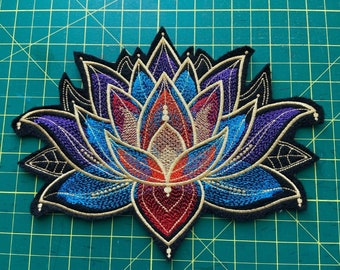 Lotus Flower Round Sew On Patch Various Colours 8 cm Nepalese Made Lotus Flower Round Sew On Patch Various Colours 8 cm Nepalese Made