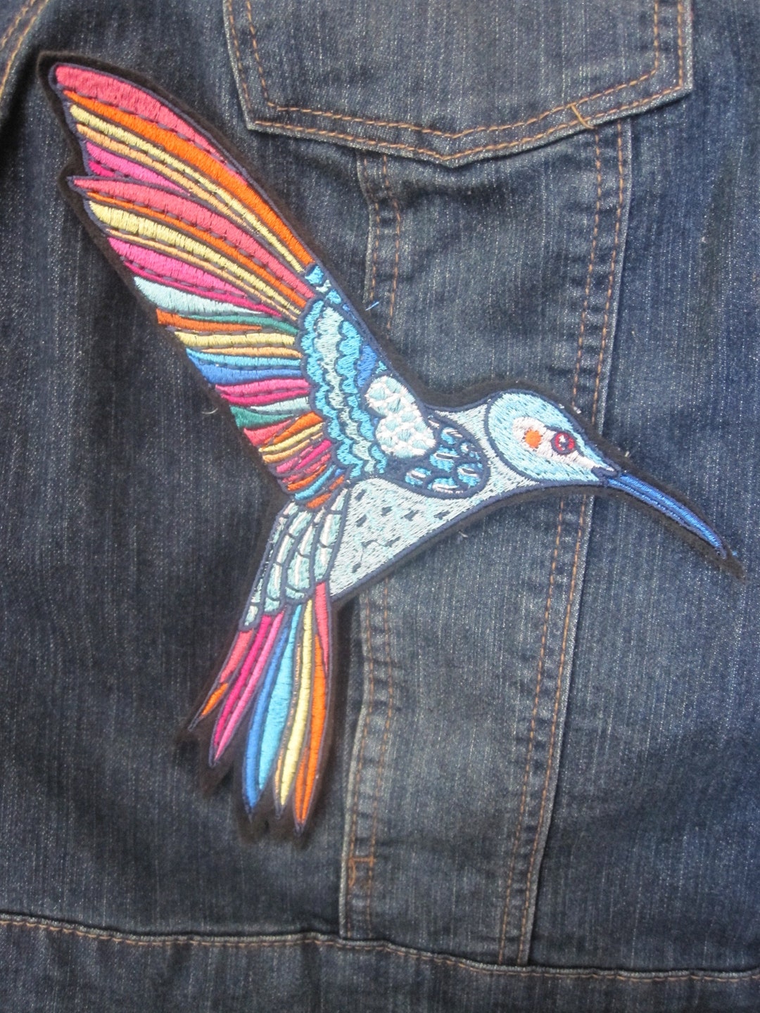 Large Embroidered Hummingbird Patch - Etsy