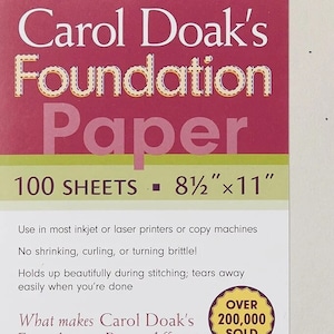 Carol Doak&#39;s Foundation Paper - 100 Sheets - 8 1/2&quot; x 11&quot; - inkjet, laser printers, copy machines