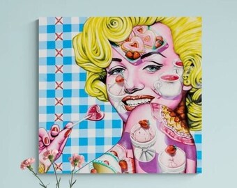 Marilyn Monroe Painting, Pop Art Marilyn, Original Painting of Marilyn Monroe, Marilyn Monroe Wall Decoration, Marilyn Monroe Cake Print