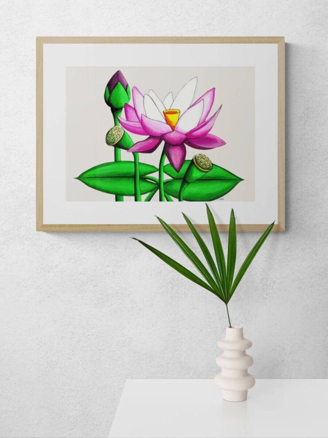 Printable Lotus Flower Wall Art Pink and White Water Lily Flower ...