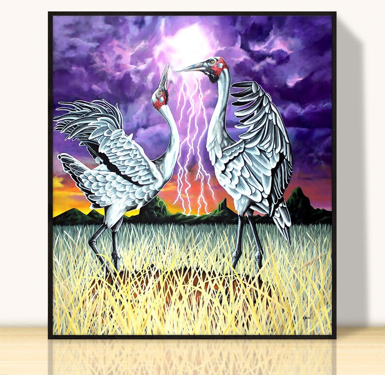 Large Bird Art Painting Large Acrylic Dancing Bird Painting Etsy