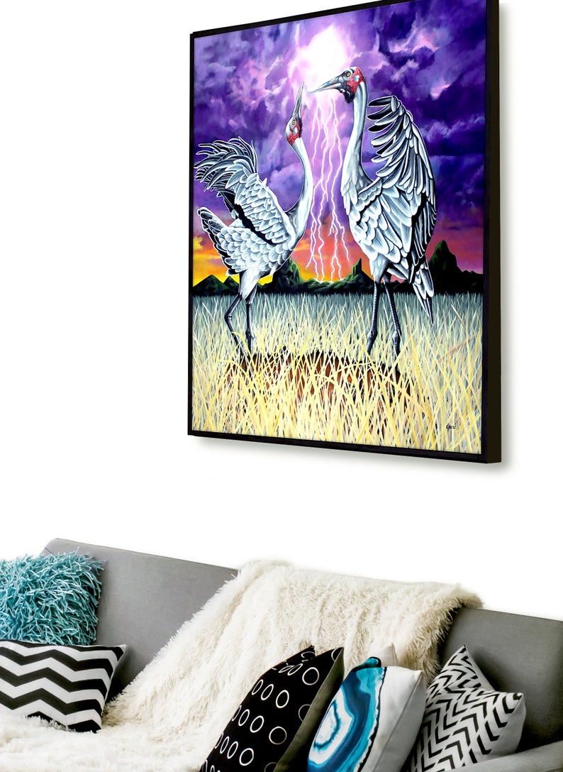 Large Bird Art Painting Large Acrylic Dancing Bird Painting Etsy
