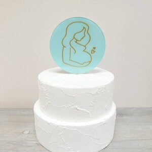 Niestandardowa akrylowa ozdoba na tort na Baby Shower | Ozdoba na tort Mama to Be | Prosta ozdoba na tort na Baby Shower
