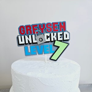 Gamer Video Birthday Cake Topper, Level Up Birthday, Arcade Birthday Party, Custom Cake Topper, Personalized Cake Decor