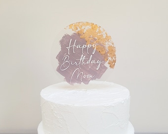 Custom Birthday Acrylic Cake Topper | Pretty Brush Stroke Cake Topper | Wedding Cake Topper | Minimalist Cake Decor