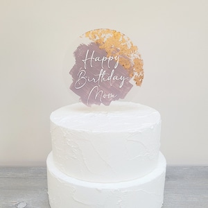 Custom Birthday Acrylic Cake Topper | Pretty Brush Stroke Cake Topper | Wedding Cake Topper | Minimalist Cake Decor