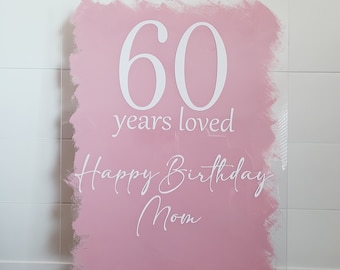 Letrero acrílico personalizado de cumpleaños con hito/decoración de bienvenida con pintura cepillada