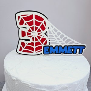 Spider Web Cake Topper | Personalized Birthday Cake Topper | Kid Birthday Cake Topper