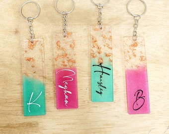 Personalized Name Resin Keychain | Rose Gold Key Holder | Initial Key Chain | Pretty Accessory Charm | New Driver Gift | Gift for Her