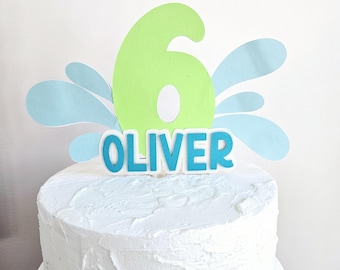 Adorno personalizado para tarta de fiesta en la piscina: decoración de cumpleaños de verano