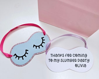 Sleeping Mask Favor Tags, Pajama Birthday, Spa Birthday, Slumber Party, Party Favors, Personalized Thank You Tags