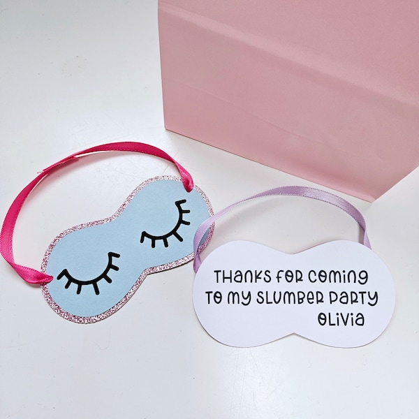 Sleeping Mask Favor Tags, Pajama Birthday, Spa Birthday, Slumber Party, Party Favors, Personalized Thank You Tags