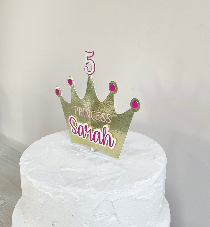 Personalized Princess Crown Cake Topper | Gold Birthday Decor - Etsy