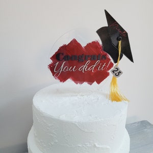 Graduation Cap Cake Topper | Class of 2025 Cake Decor | Personalized Graduation Party Decor | Custom Acrylic Cake Topper