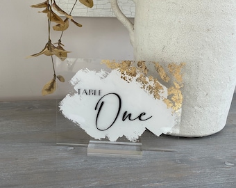 Acrylic Table Number Sign, Modern Wedding Table Signage,  Custom Party Table Decor, Painted Acrylic Table Signs