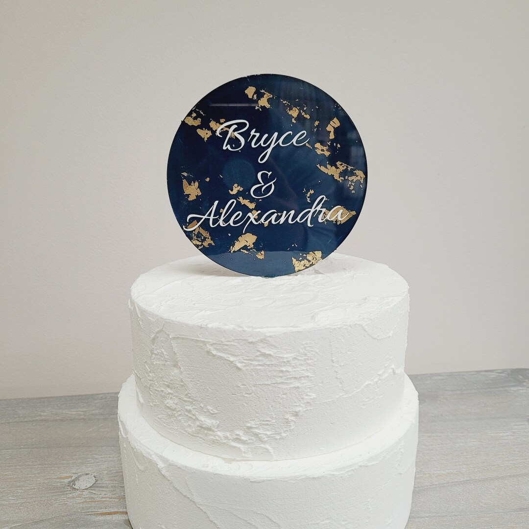 Personalized Acrylic Cake Topper Elegant Cake Topper Metallic Cake Topper Wedding Bridal Baby