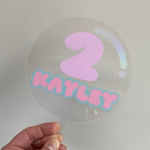 Bubble Birthday Cake Topper | Personalized Bubble Cake Topper | Acrylic Birthday Cake Topper |  Bubble Party Decor  | Bubble Theme Birthday