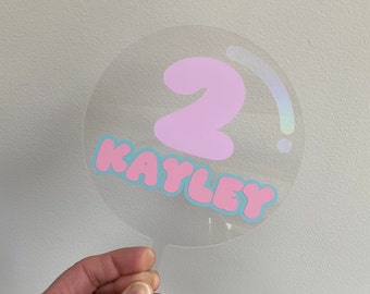 Bubble Birthday Cake Topper | Personalized Bubble Cake Topper | Acrylic Birthday Cake Topper |  Bubble Party Decor  | Bubble Theme Birthday