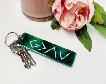 God Is Greater Than Keychain | Faith Resin Keychain | Religious Gift Idea | Green Faith Keychain | Unique Gift Idea | Confirmation Gift