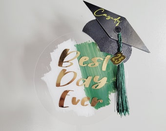 Graduation Cap Cake Topper | Class of 2024 Cake Decor | Personalized Graduation Party Decor | Custom Acrylic Cake Topper