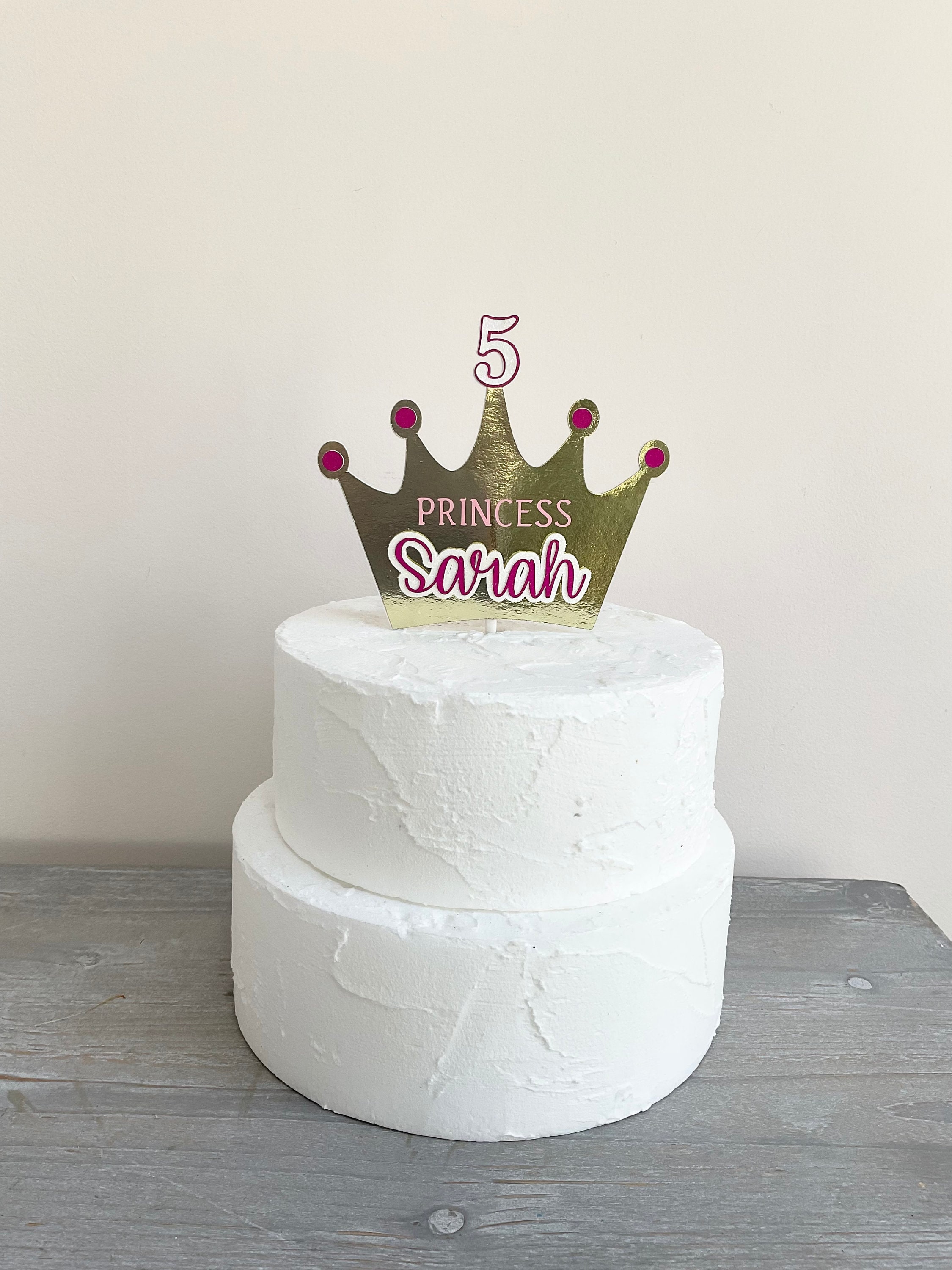 Personalized Princess Crown Cake Topper | Gold Birthday Decor - Etsy