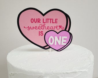 Sweetheart Birthday Cake Topper | Valentine's First Birthday | Candy Birthday Cake Topper |  Little Sweetheart Birthday