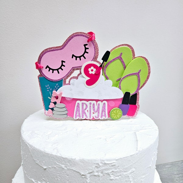 Spa Birthday Cake Topper, Pamper Party Decor, Personalized Birthday Cake Topper, Salon Birthday Cake Topper, Little Girl Birthday