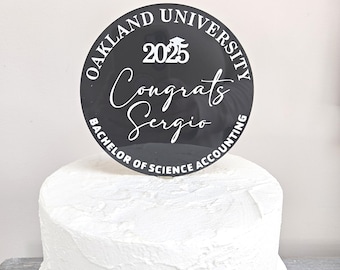 Adorno para tarta de graduación de 2026: acrílico personalizado, redondo de 12,7 cm