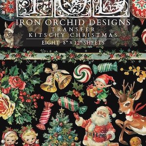 Kitschy Christmas IOD Transfer! Retired! Iron Orchid Designs